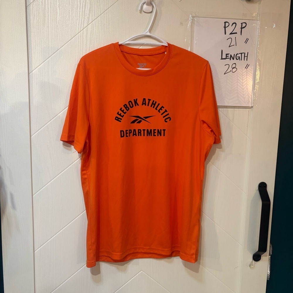 Reebok Athletic Department Orange Speedwick Moisture Wicking Workout Gym Tee M
